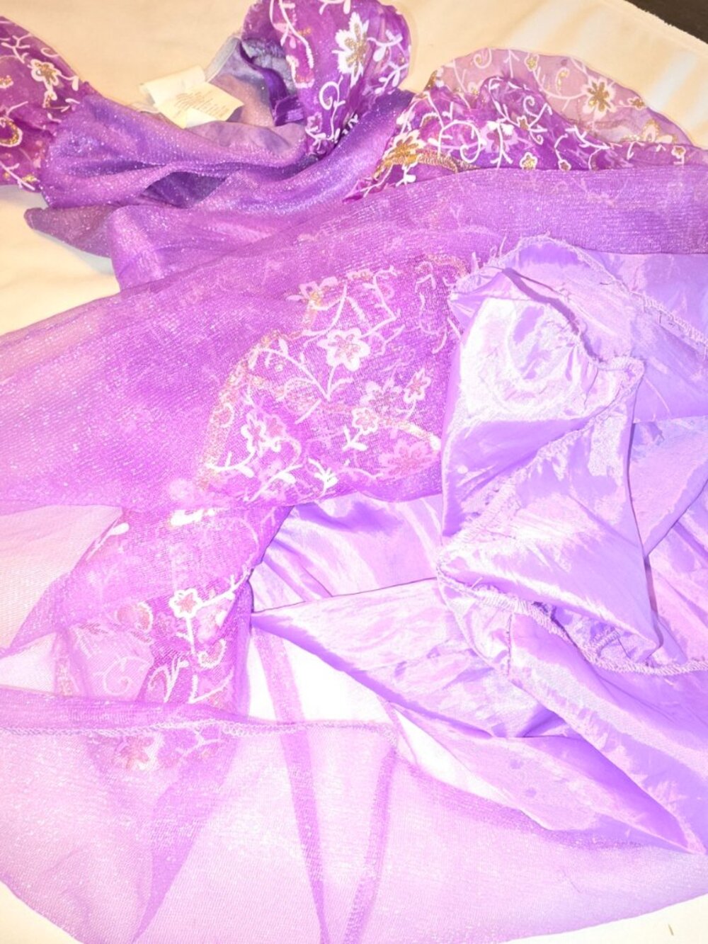 Little Girls Purple Princess Dress Tulle Sparkles Glittery Dress Up Cosplay - Picture 4 of 12